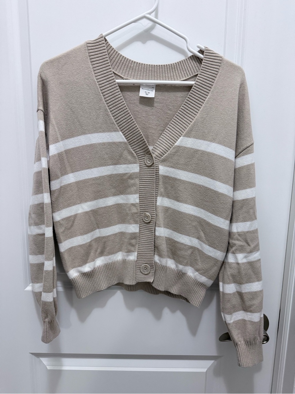 abercrombie kids Striped Cardigan Brown & White Medium